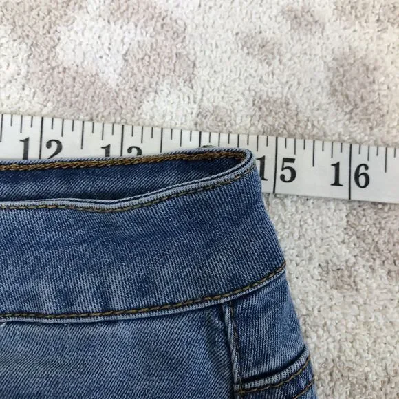 American Bazi jean shorts women’s large blue denim raw edge chain medium wash - Picture 6 of 7